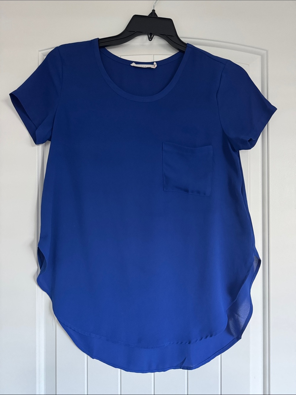 Lush Royal Blue Short-Sleeve Pocket Blouse